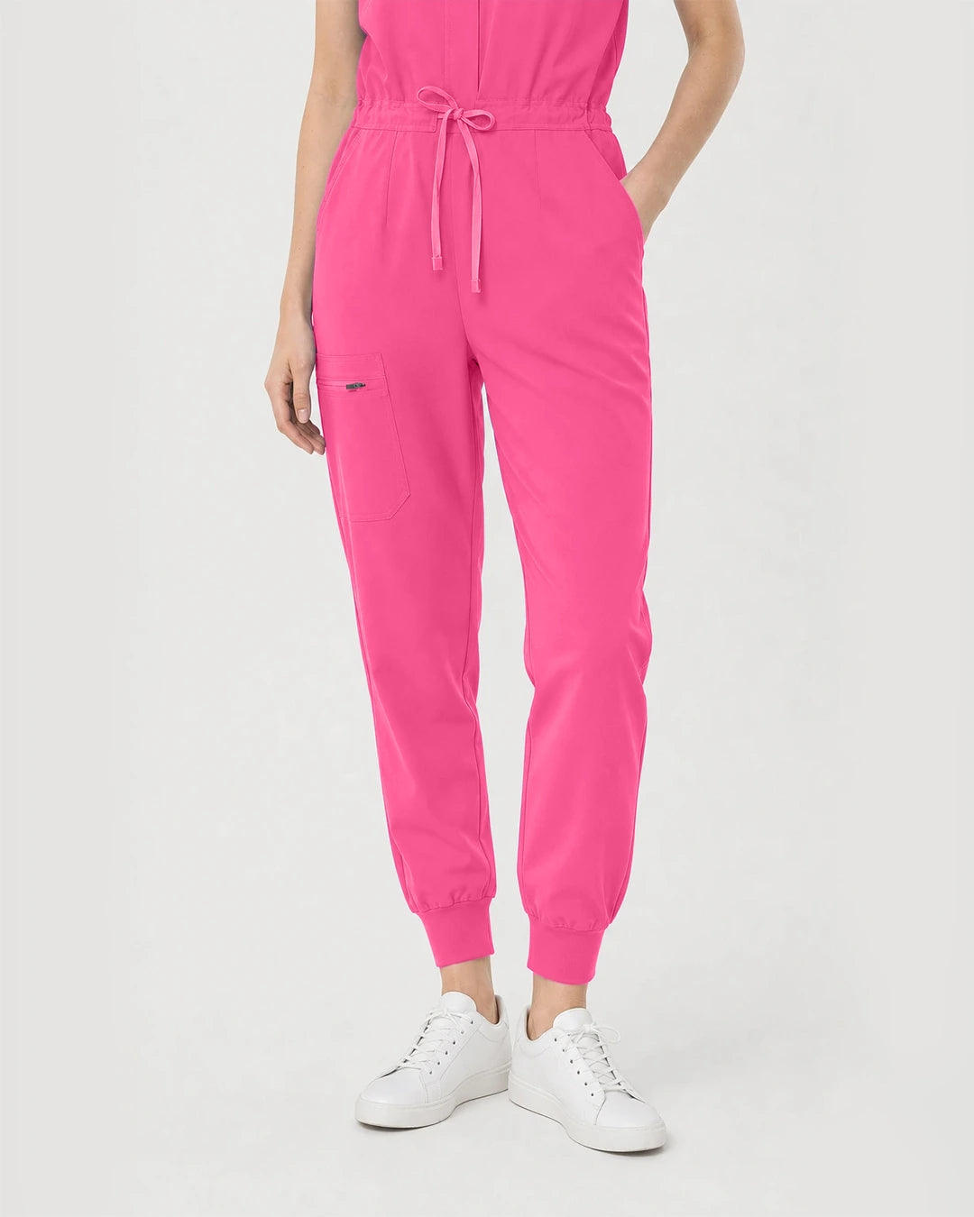 Azalea Pink Eipnare Women's Zip-Front Sleeveless Scrub Jumpsuit - Stretch Medical Scrubs for Women