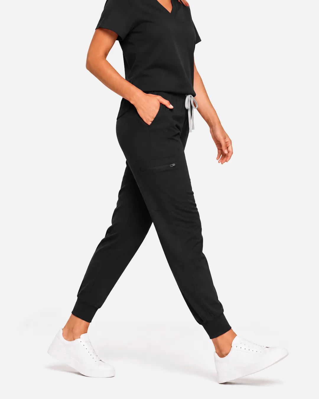 Black Eipnare Women's Classic Jogger Scrub Pants - Stretch Medical Scrubs for Women