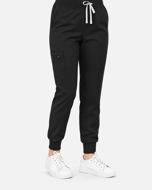 Black Eipnare Women's Classic Jogger Scrub Pants - Stretch Medical Scrubs for Women