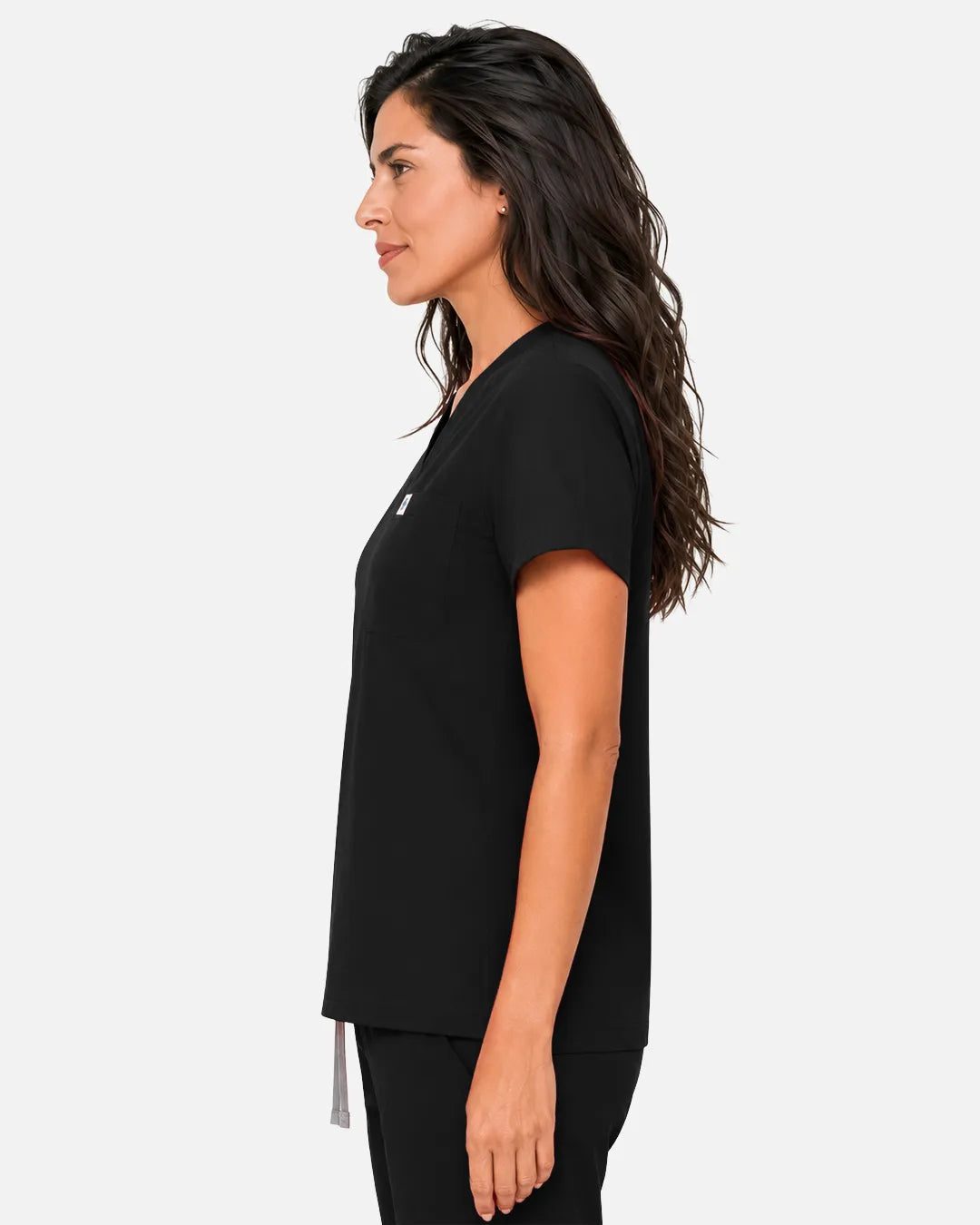 Black Eipnare Women's Classic V-Neck Scrub Top - Stretch Medical Scrubs for Women