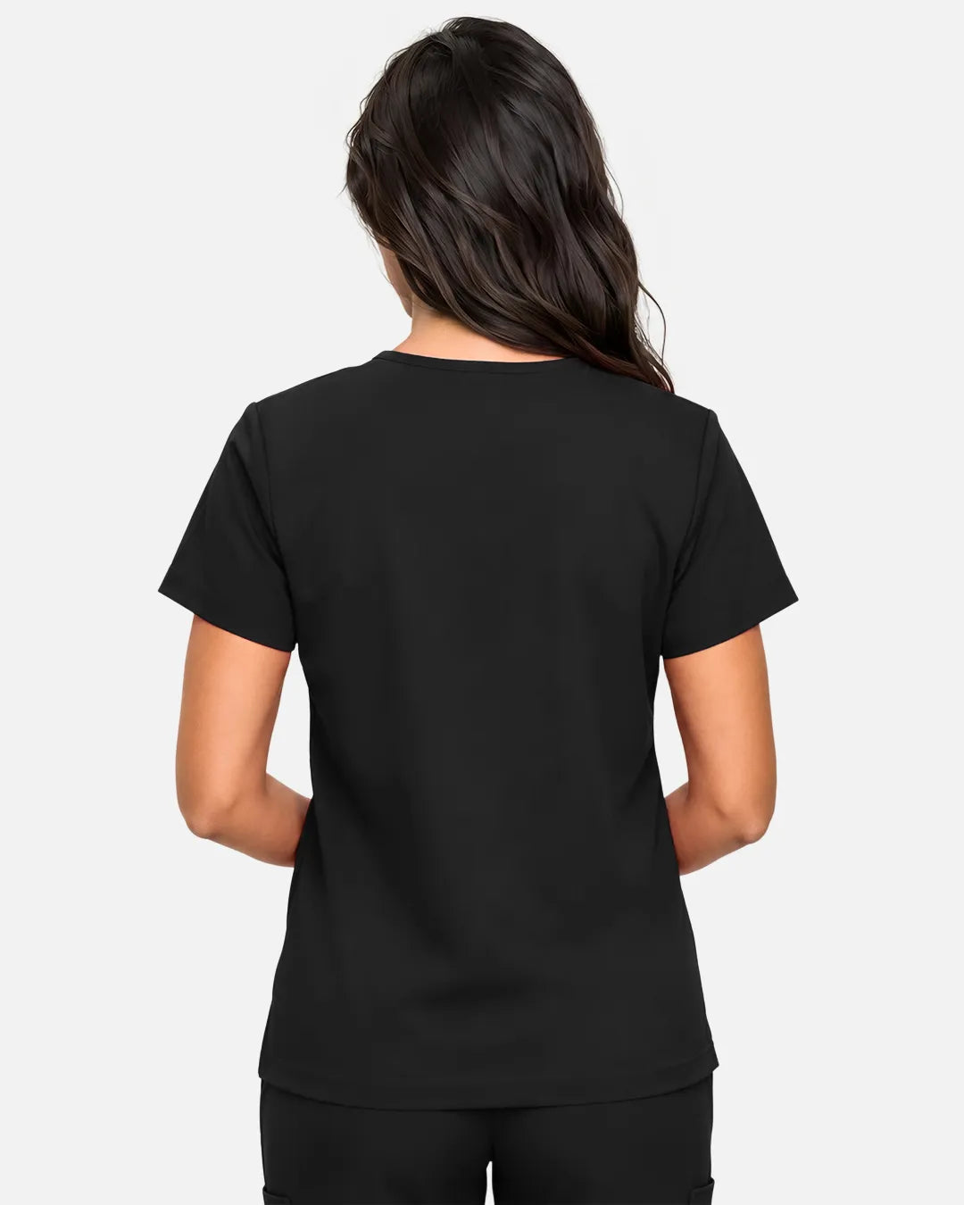 Black Eipnare Women's Classic V-Neck Scrub Top - Stretch Medical Scrubs for Women