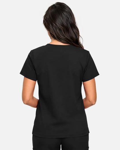 Black Eipnare Women's Classic V-Neck Scrub Top - Stretch Medical Scrubs for Women