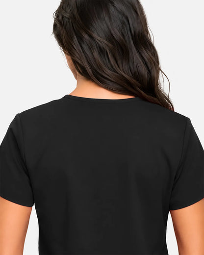 Black Eipnare Women's Classic V-Neck Scrub Top - Stretch Medical Scrubs for Women