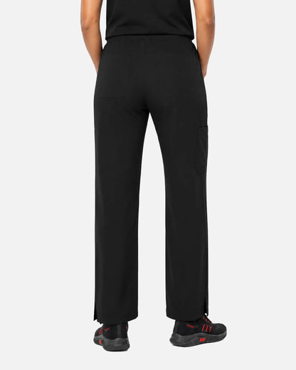 Black Eipnare Women's Woven Straight-Leg Scrub Pants - Stretch Medical Scrubs for Women