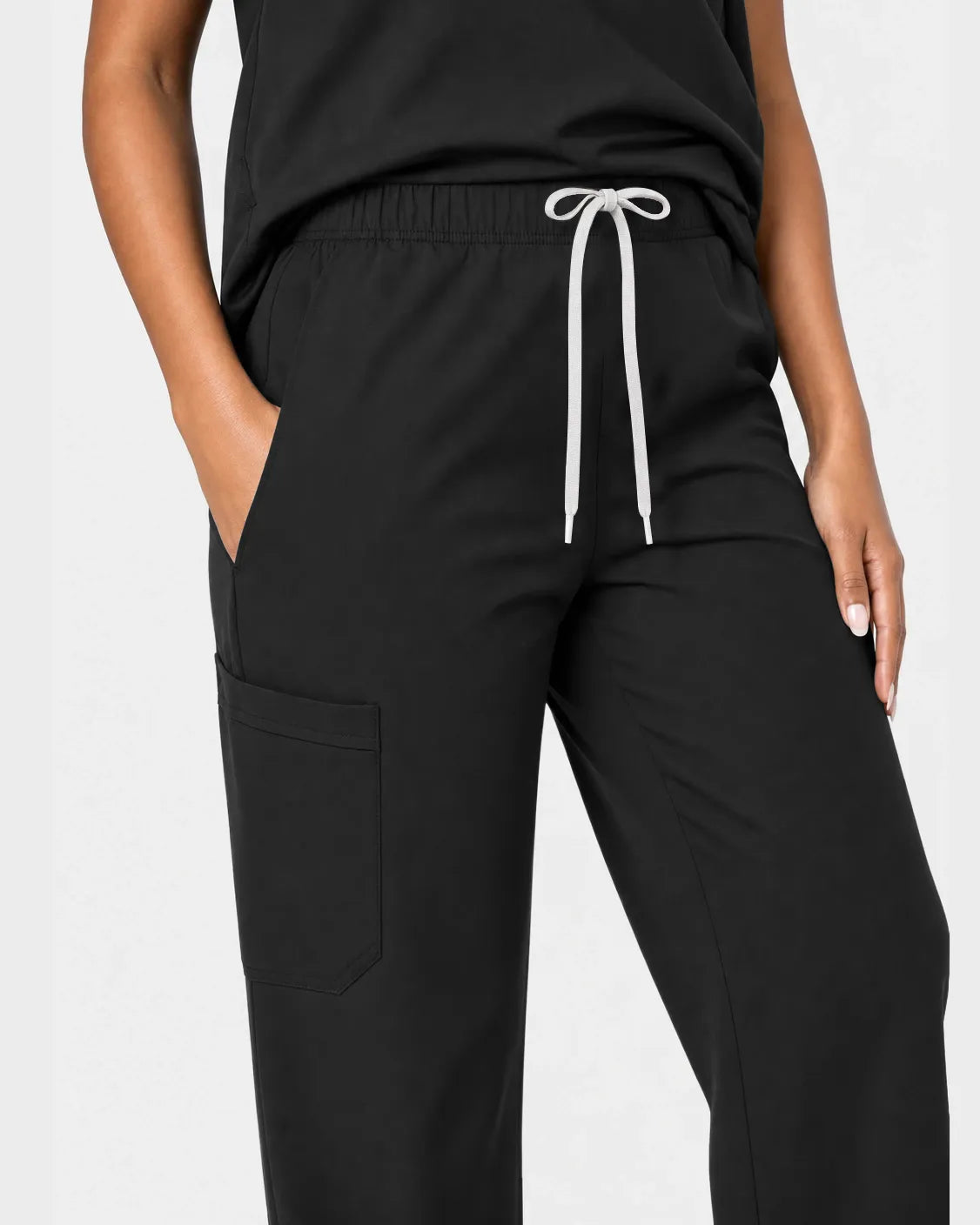 Black Eipnare Women's Woven Straight-Leg Scrub Pants - Stretch Medical Scrubs for Women