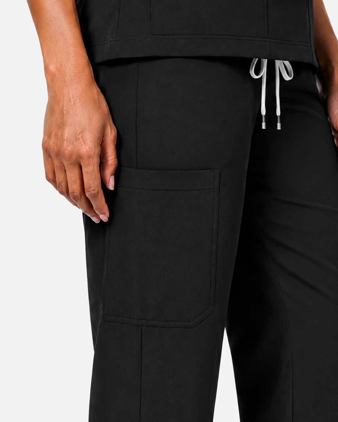 Black Eipnare Women's Woven Straight-Leg Scrub Pants - Stretch Medical Scrubs for Women