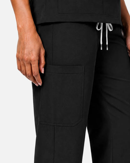 Black Eipnare Women's Woven Straight-Leg Scrub Pants - Stretch Medical Scrubs for Women