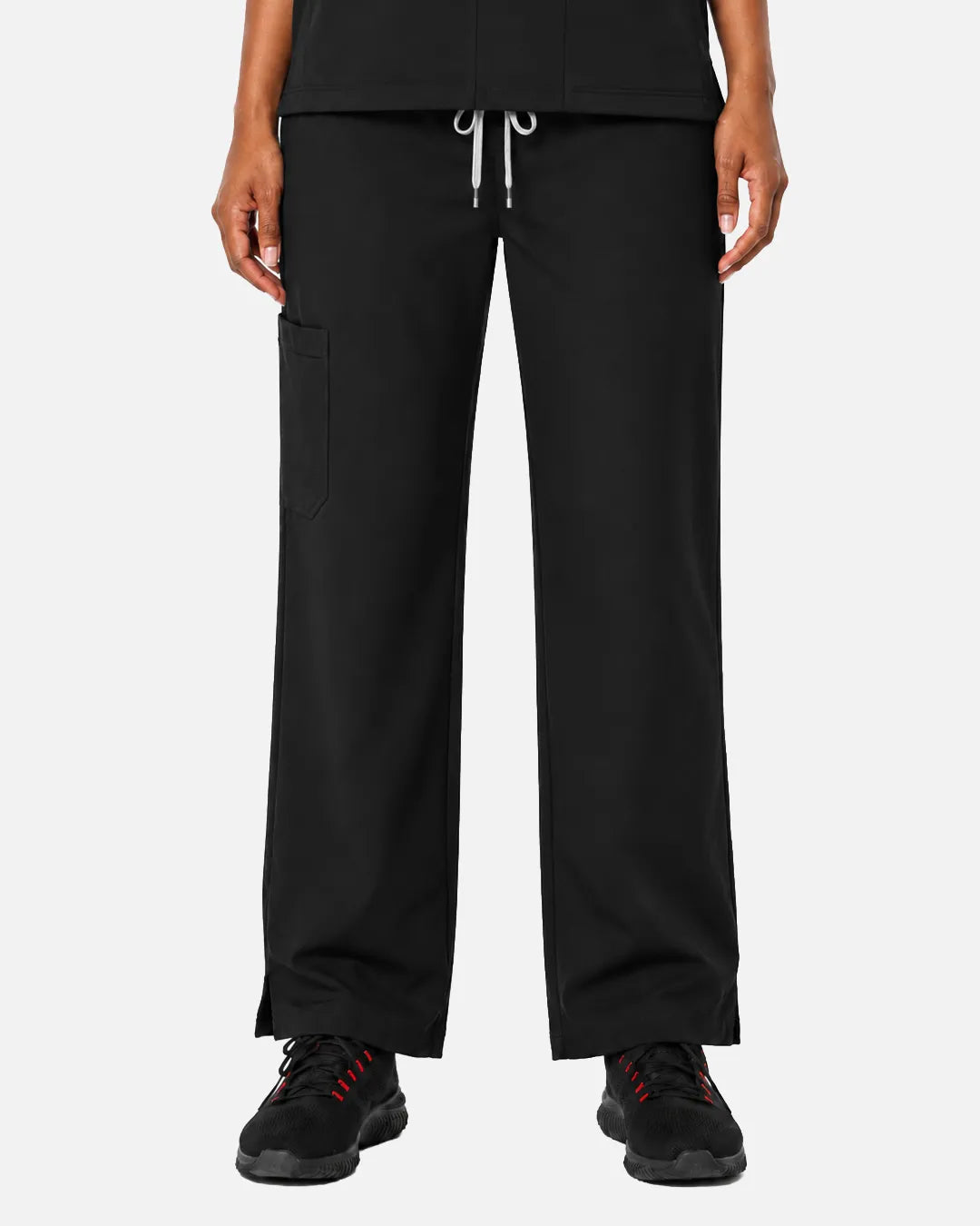Black Eipnare Women's Woven Straight-Leg Scrub Pants - Stretch Medical Scrubs for Women