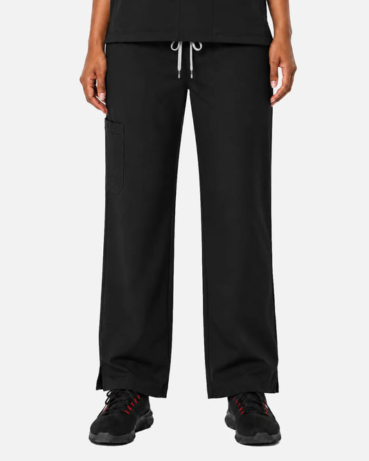Black Eipnare Women's Woven Straight-Leg Scrub Pants - Stretch Medical Scrubs for Women