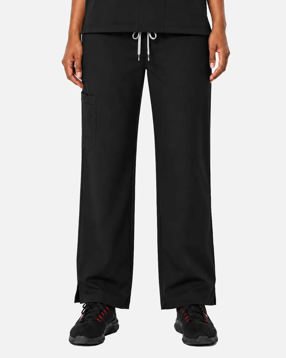 Black Eipnare Women's Woven Straight-Leg Scrub Pants - Stretch Medical Scrubs for Women