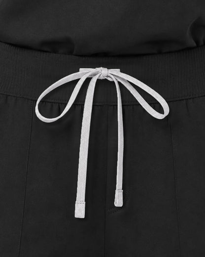 Black Eipnare Women's Woven Straight-Leg Scrub Pants - Stretch Medical Scrubs for Women