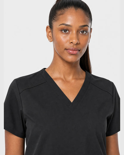 Black Eipnare Women's 15-Pocket V-Neck Jogger Scrub Set - Stretch Medical Scrubs for Women