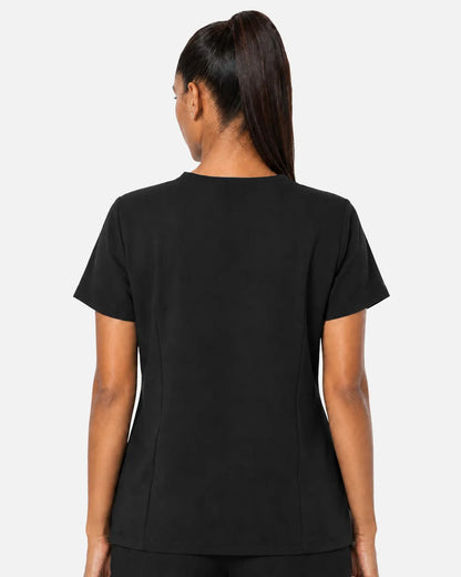 Black Eipnare Women's Woven V-Neck Scrub Top - Stretch Medical Scrubs for Women