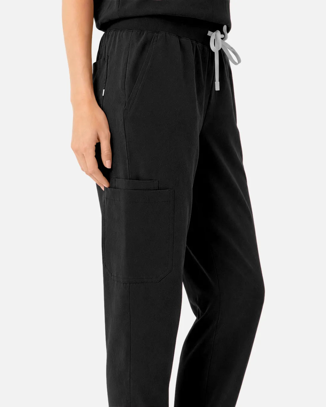 Black Eipnare Women's Tapered Jogger Scrub Pants - Stretch Medical Scrubs for Women