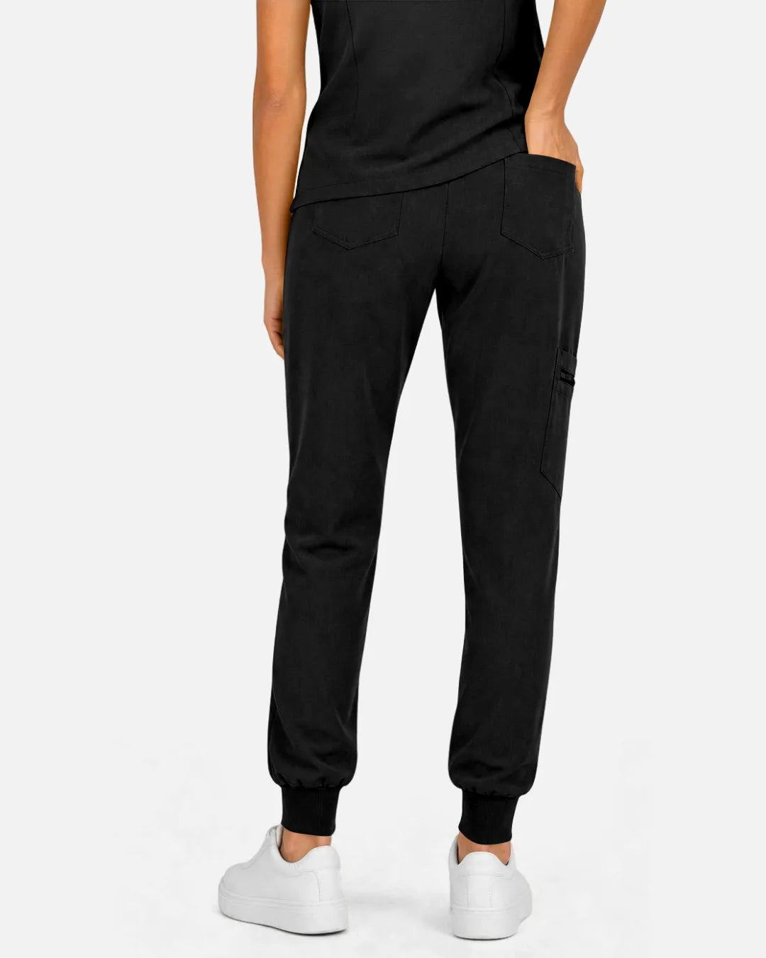 Black Eipnare Women's Multi-Pocket Jogger Scrub Pants - Stretch Medical Scrubs for Women