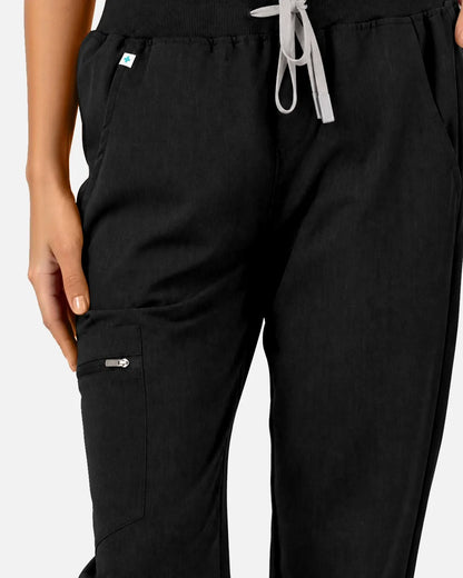 Black Eipnare Women's Multi-Pocket Jogger Scrub Pants - Stretch Medical Scrubs for Women