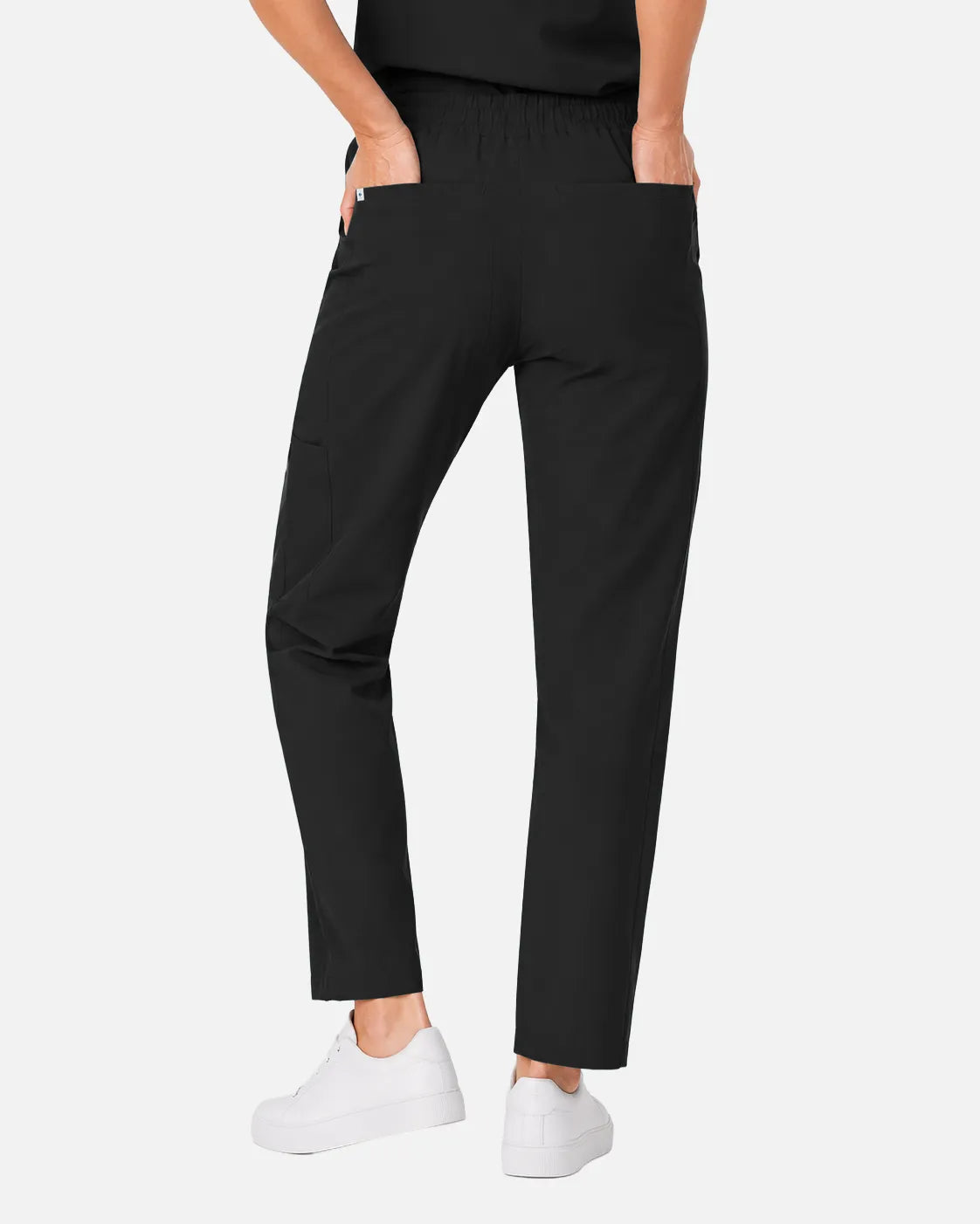 Black Eipnare Women's Slim Fit Tapered Cargo Scrub Pants - Stretch Medical Scrubs for Women