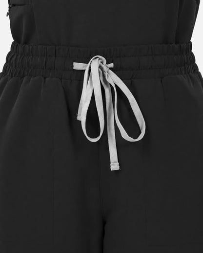 Black Eipnare Women's Slim Fit Tapered Cargo Scrub Pants - Stretch Medical Scrubs for Women