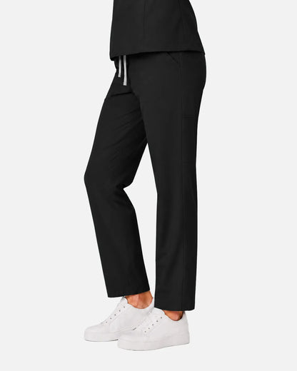 Black Eipnare Women's Slim Fit Tapered Cargo Scrub Pants - Stretch Medical Scrubs for Women