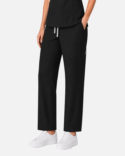 Black Eipnare Women's Split V-Neck Tapered Scrub Set - Stretch Medical Scrubs for Women
