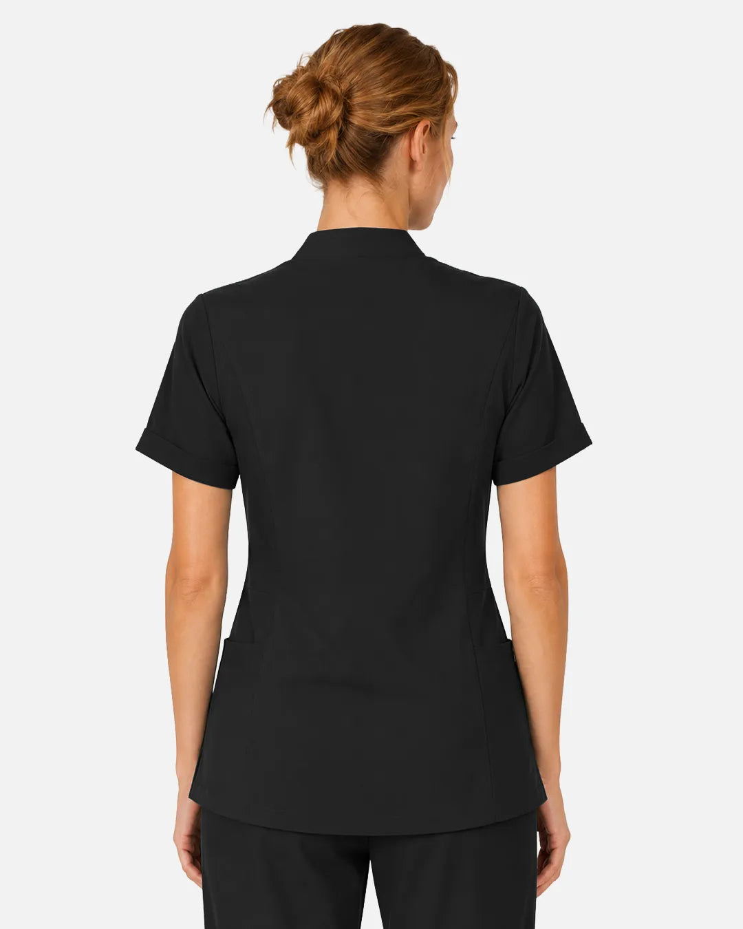 Black Eipnare Women's Split V-Neck Scrub Top - Stretch Medical Scrubs for Women