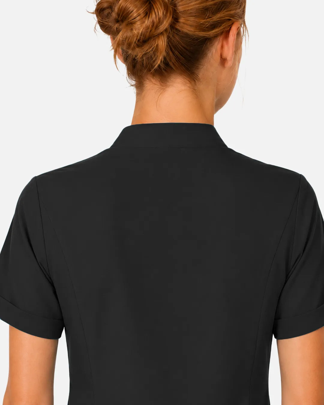 Black Eipnare Women's Split V-Neck Scrub Top - Stretch Medical Scrubs for Women
