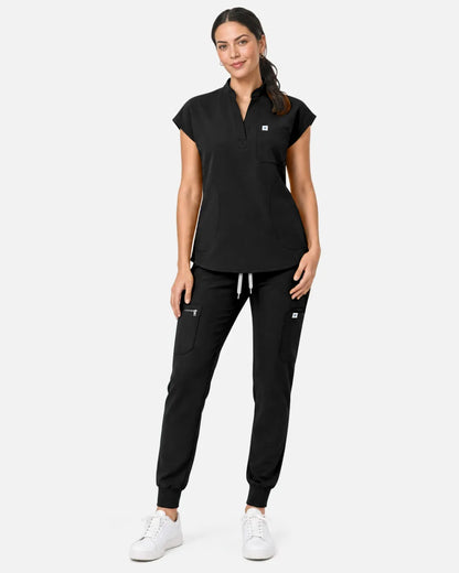Black Eipnare Women's Cargo Jogger Scrub Pants - Stretch Medical Scrubs for Women