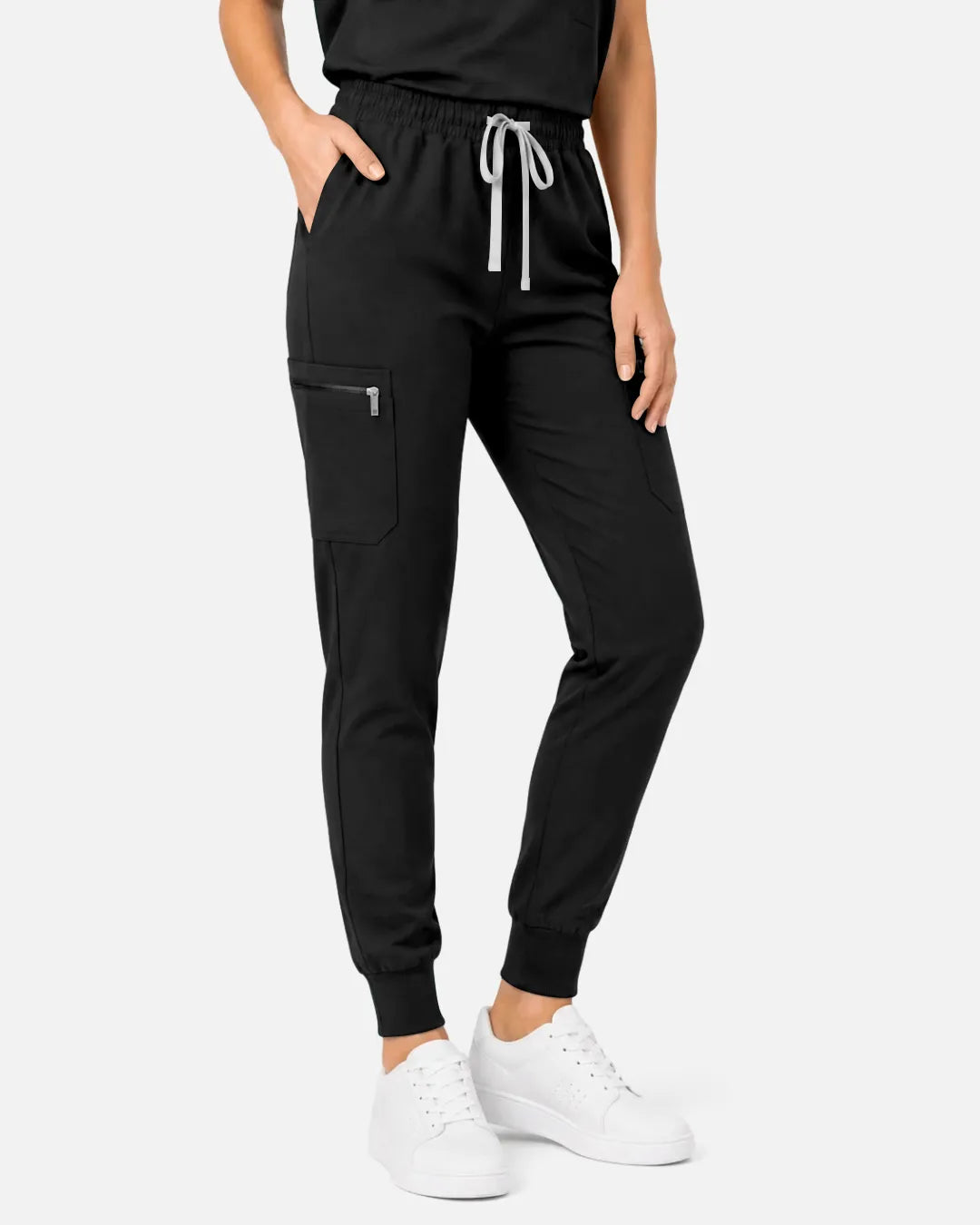 Black Eipnare Women's Cargo Jogger Scrub Pants - Stretch Medical Scrubs for Women