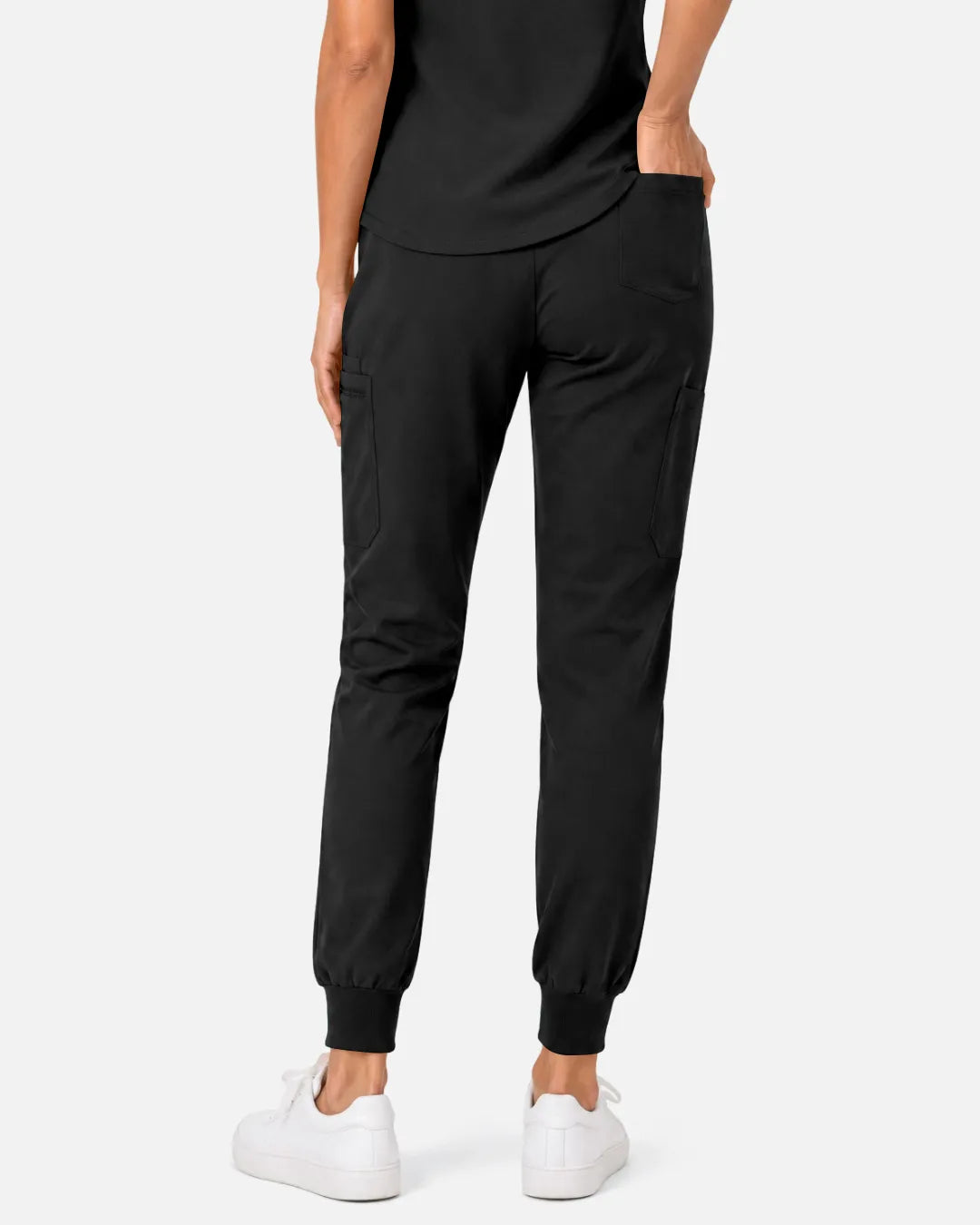 Black Eipnare Women's Cargo Jogger Scrub Pants - Stretch Medical Scrubs for Women