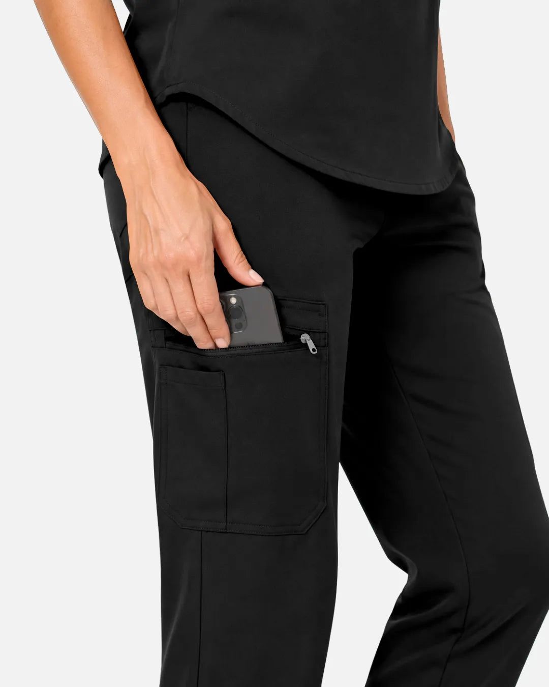 Black Eipnare Women's Cargo Jogger Scrub Pants - Stretch Medical Scrubs for Women