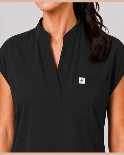 Black Eipnare Women's 8-Pocket V-Neck Jogger Scrub Set - Stretch Medical Scrubs for Women