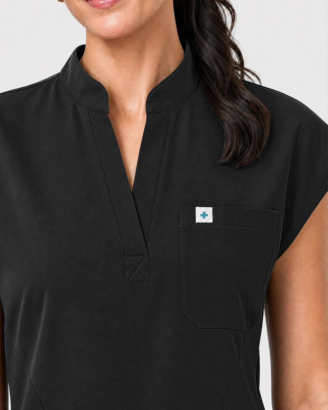 Black Eipnare Women's Henley Sleeveless Jogger Scrub Set - Stretch Medical Scrubs for Women