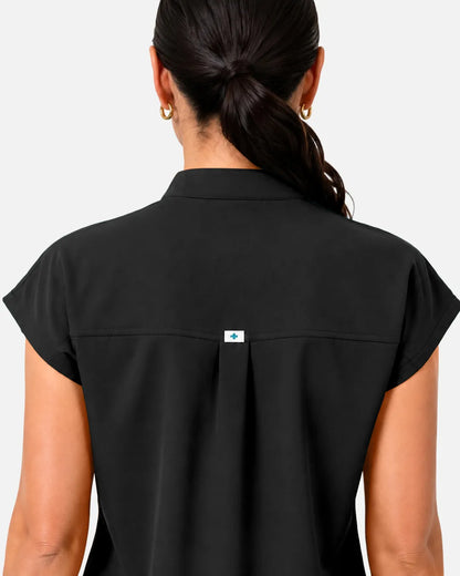 Black Eipnare Women's Sleeveless Henley Scrub Top - Stretch Medical Scrubs for Women
