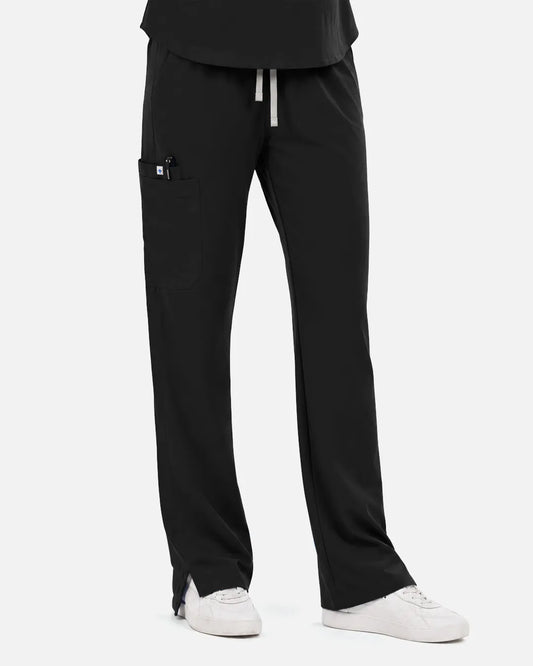 Black Eipnare Women's Straight-Leg Cargo Scrub Pants - Stretch Medical Scrubs for Women