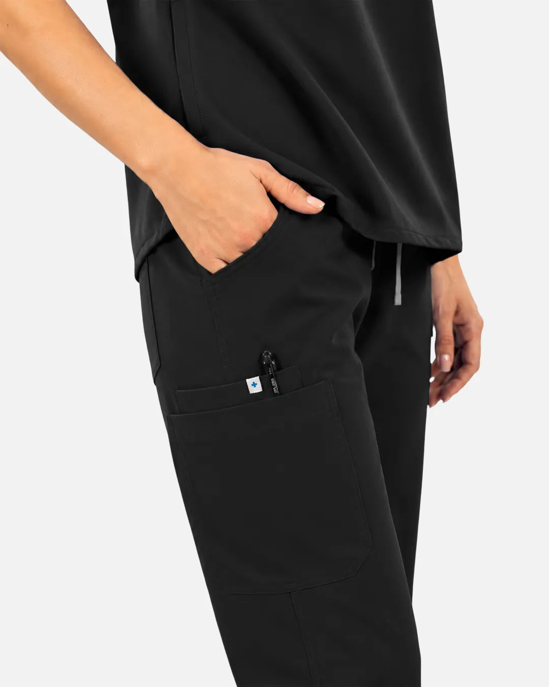 Black Eipnare Women's Straight-Leg Cargo Scrub Pants - Stretch Medical Scrubs for Women