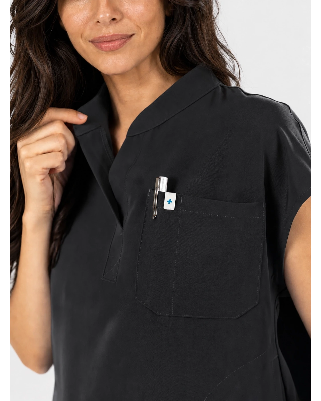 Black Eipnare Women's 9-Pocket V-Neck Jogger Scrub Set - Stretch Medical Scrubs for Women