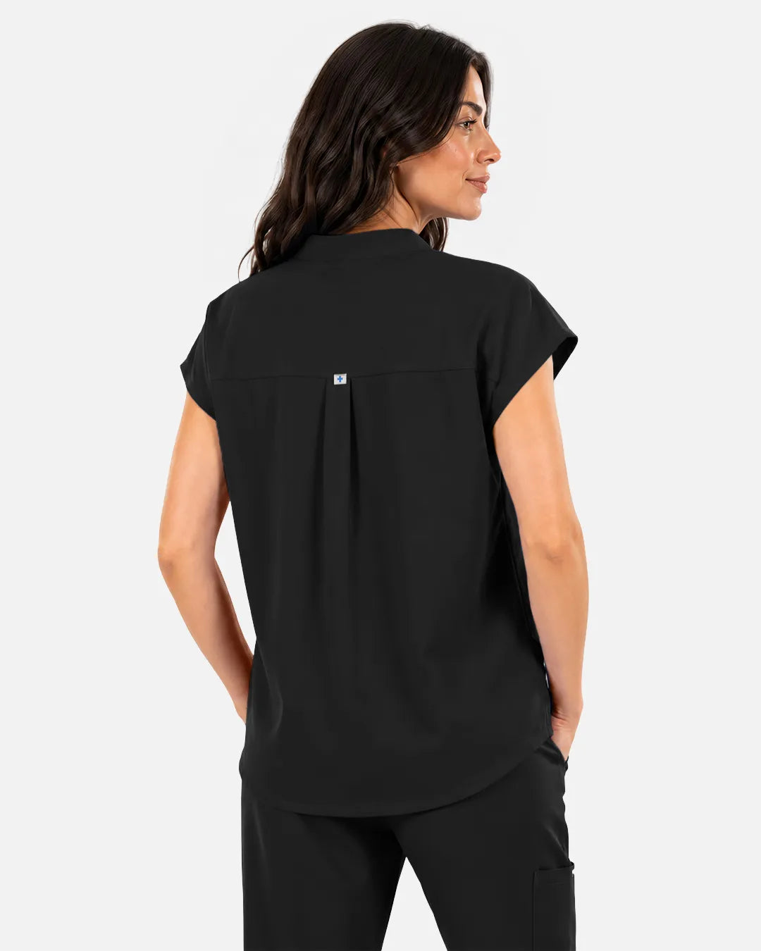 Black Eipnare Women's Sleeveless Mandarin Collar Scrub Top - Stretch Medical Scrubs for Women