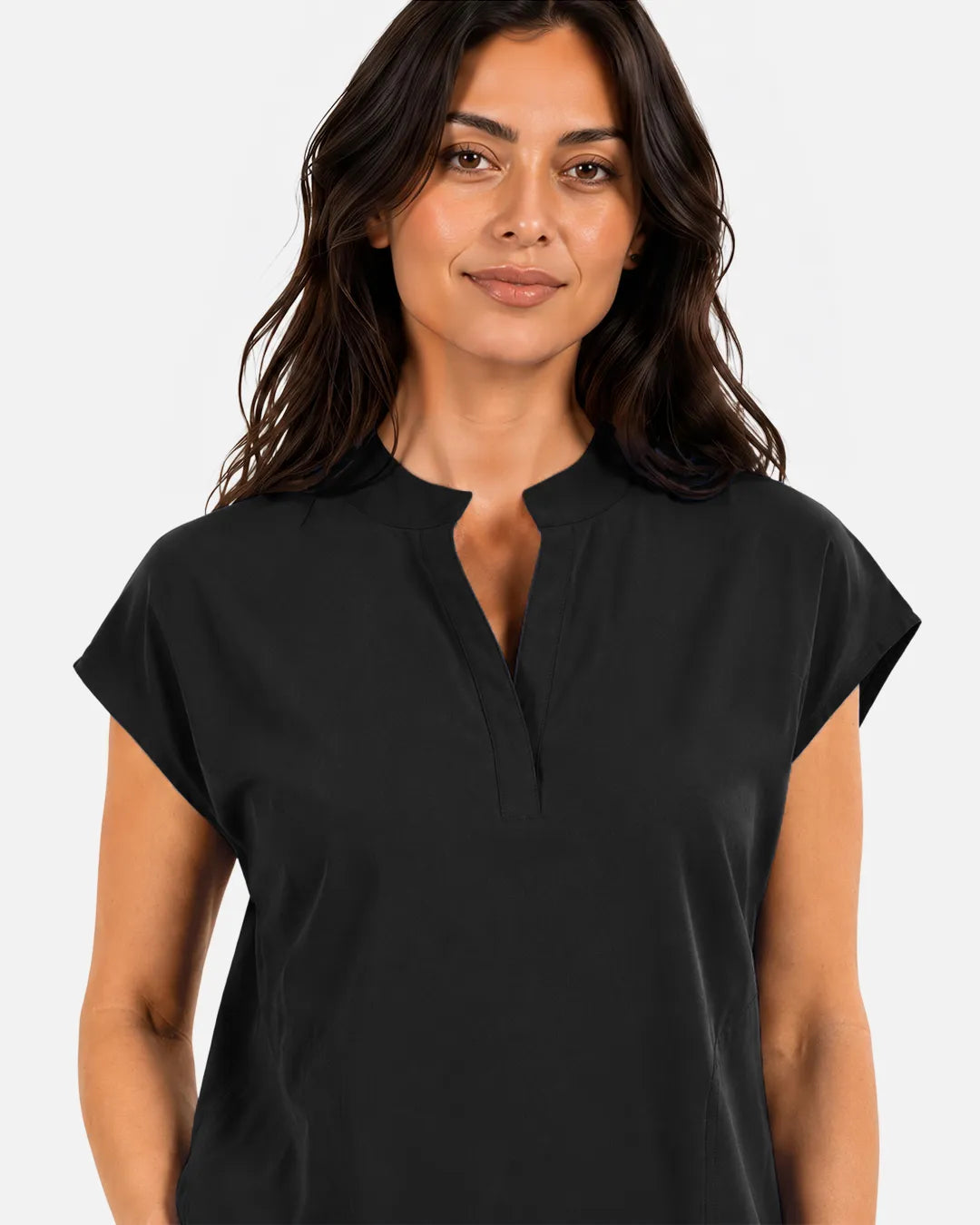 Black Eipnare Women's Sleeveless Mandarin Collar Scrub Top - Stretch Medical Scrubs for Women