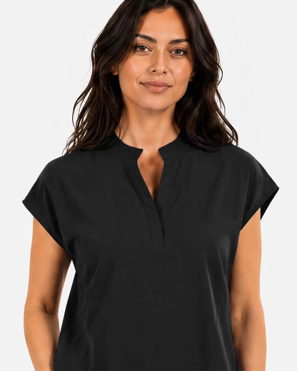 Black Eipnare Women's Sleeveless Mandarin Collar Scrub Top - Stretch Medical Scrubs for Women
