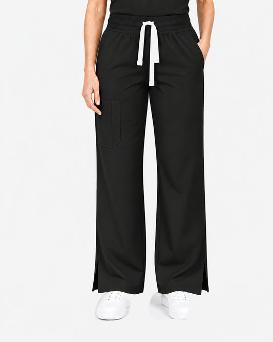 Black Eipnare Women's Henley Sleeveless Straight-Leg Scrub Set - Stretch Medical Scrubs for Women