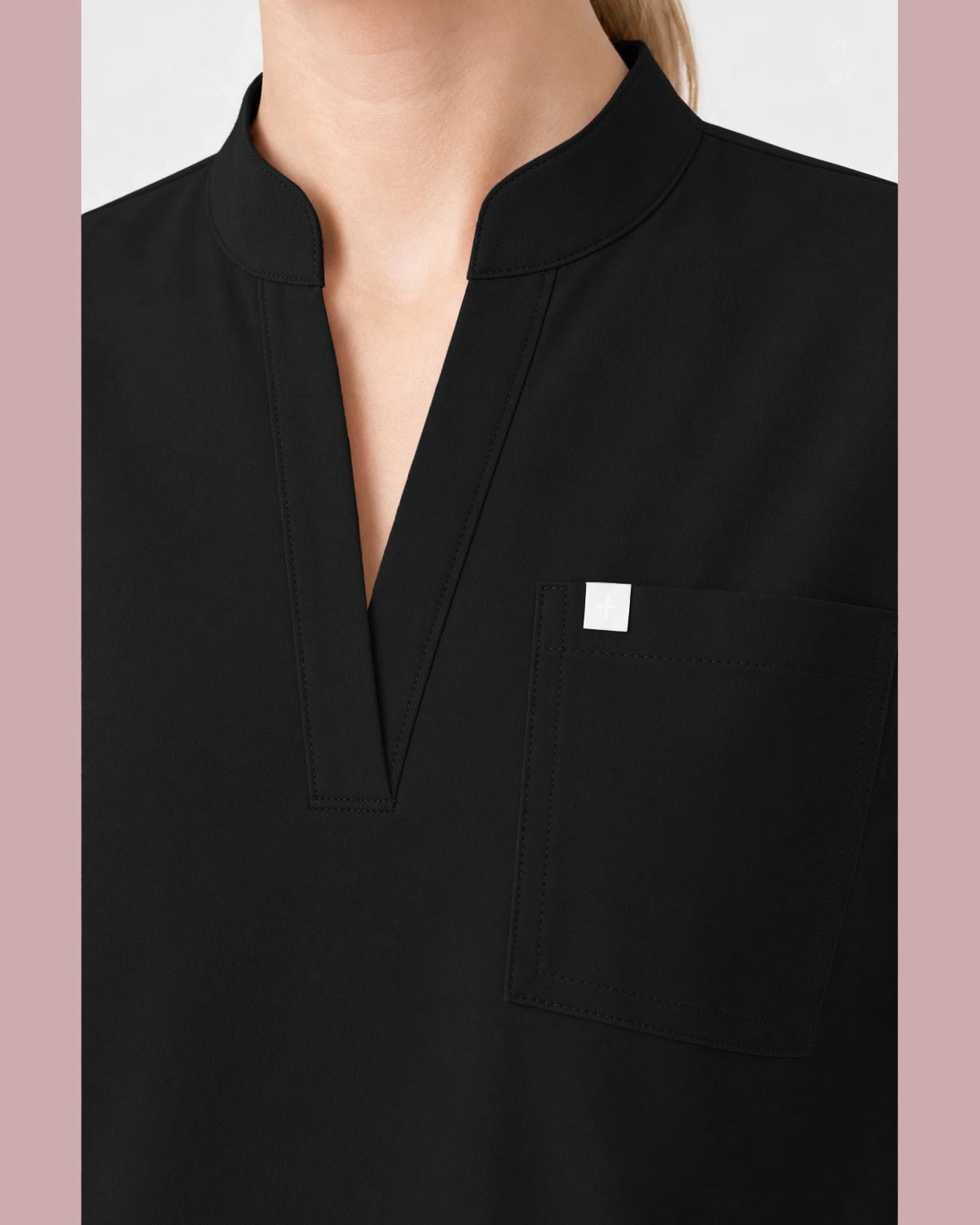 Black Eipnare Women's Henley Sleeveless Straight-Leg Scrub Set - Stretch Medical Scrubs for Women