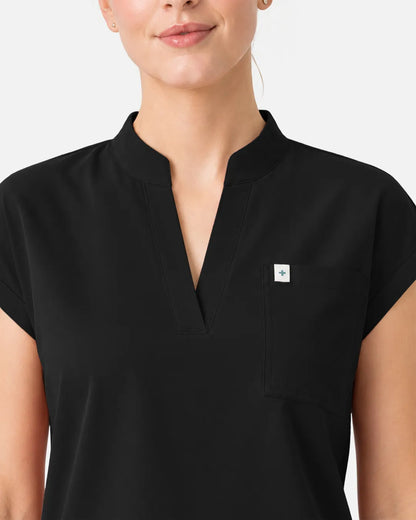 Black Eipnare Women's Henley Sleeveless Straight-Leg Scrub Set - Stretch Medical Scrubs for Women