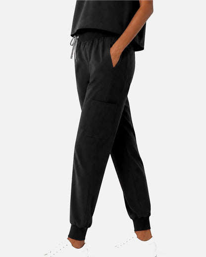 Black – Eipnare Women's Sleeveless Mandarin Collar Jogger Uniform Set – product image 05