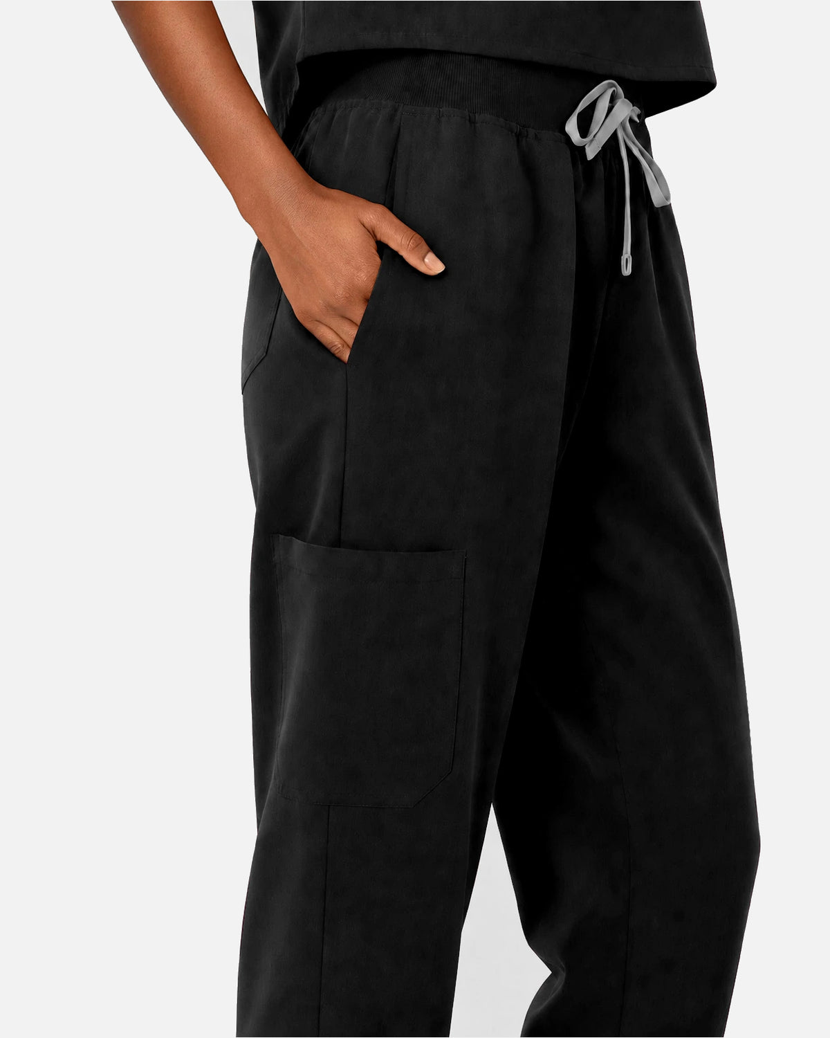 Black – Eipnare Women's Sleeveless Mandarin Collar Jogger Uniform Set – product image 09
