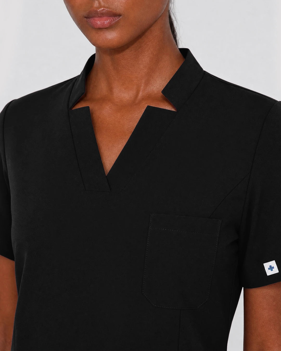 Black Eipnare Women's Split V-Neck Cargo Jogger Scrub Set - Stretch Medical Scrubs for Women