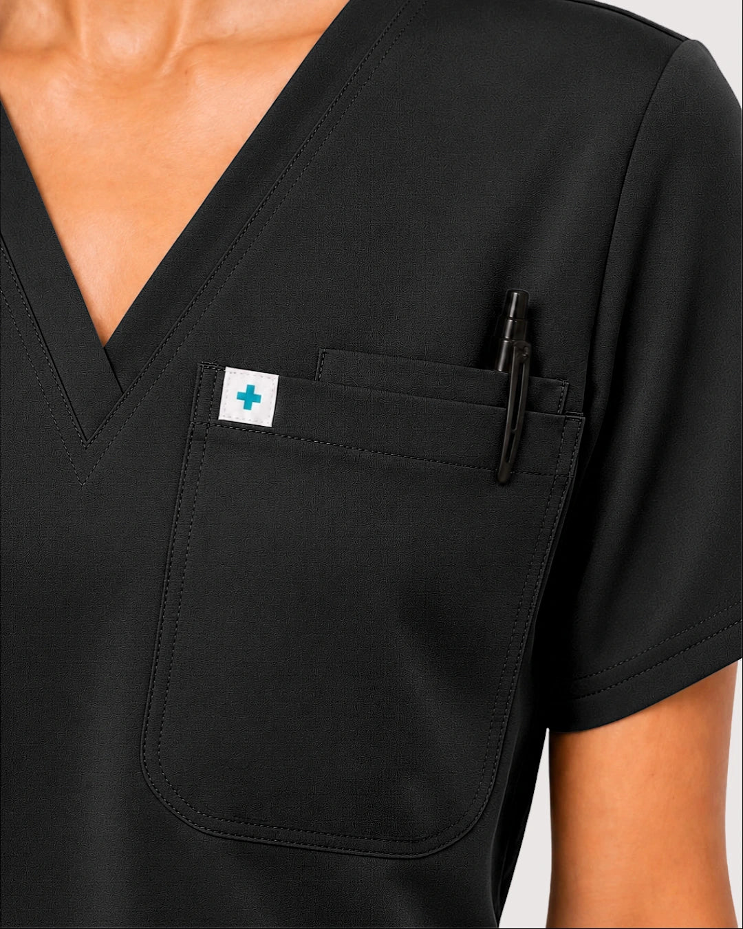Black Eipnare Women's Knit V-Neck Jogger Scrub Set - Stretch Medical Scrubs for Women