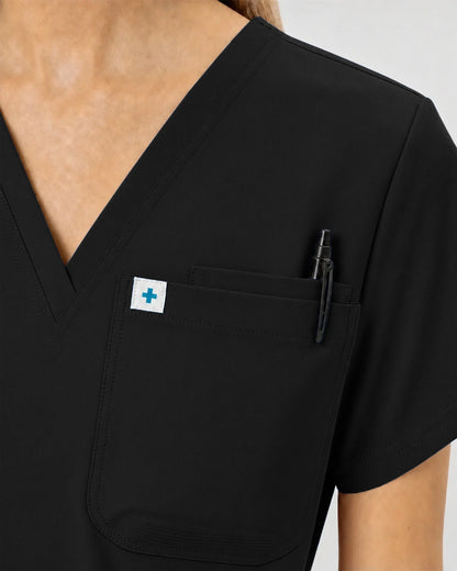 Black Eipnare Women's Classic V-Neck Jogger Scrub Set - Stretch Medical Scrubs for Women