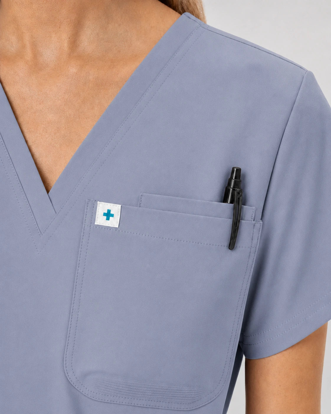 Blue Grey Eipnare Women's V-Neck Jogger Scrub Set - Stretch Medical Scrubs for Women
