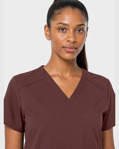 Brown Eipnare Women's 15-Pocket V-Neck Jogger Scrub Set - Stretch Medical Scrubs for Women