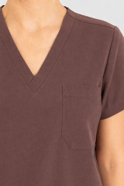 Brown Eipnare Women's V-Neck 8-Pocket Jogger Scrub Set - Stretch Medical Scrubs for Women
